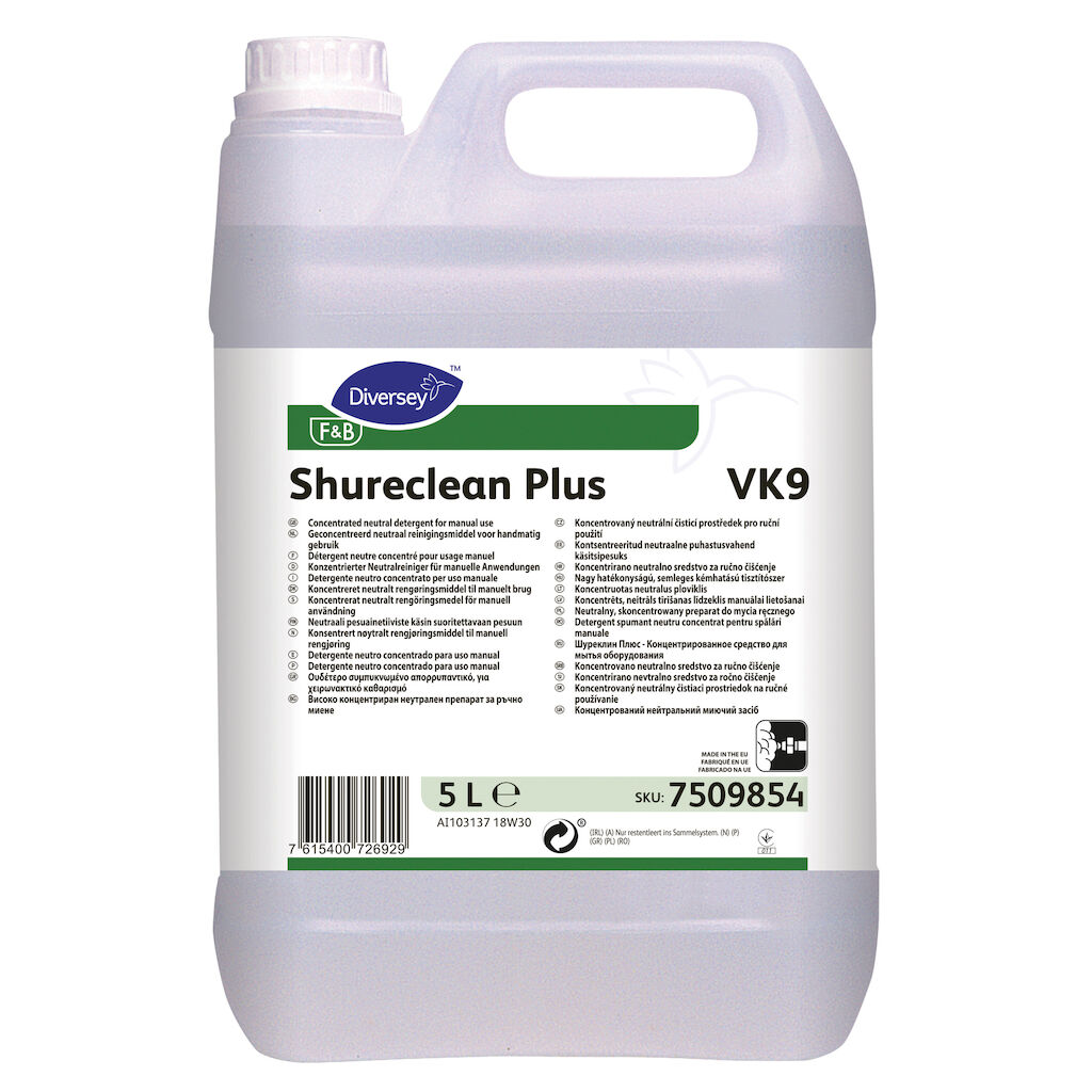 Shureclean Plus VK9 2x5L - Geconcentreerd neutraal reinigingsmiddel voor handmatig gebruik